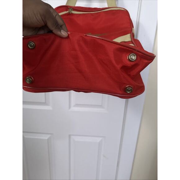 Vintage Red MacGregor Khaki Stripe Tennis Crossbody Bag EUC - Picture 3 of 8